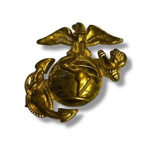 Vintage USMC Marine Corps Logo Badge Screw On Button Pin Missing Back Goldtone